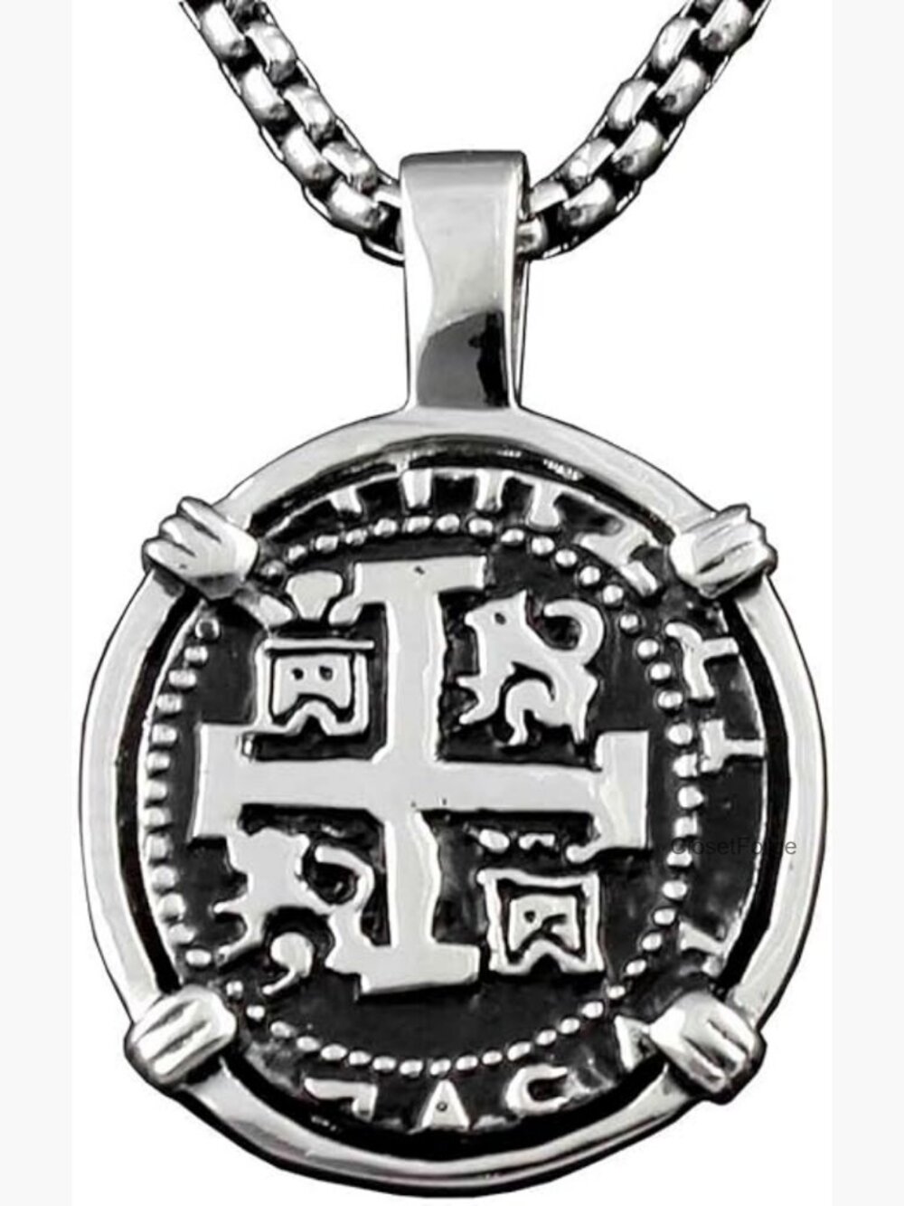 Piece of Eight Coin Pendant Necklace Pirate Spanish Jewelry Cable Chain